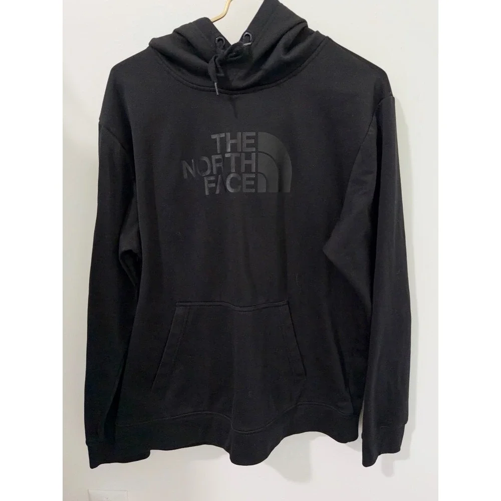 The North Face Pullover Hoodie Mens Large Black Good Tonal Logo‎ Fleece